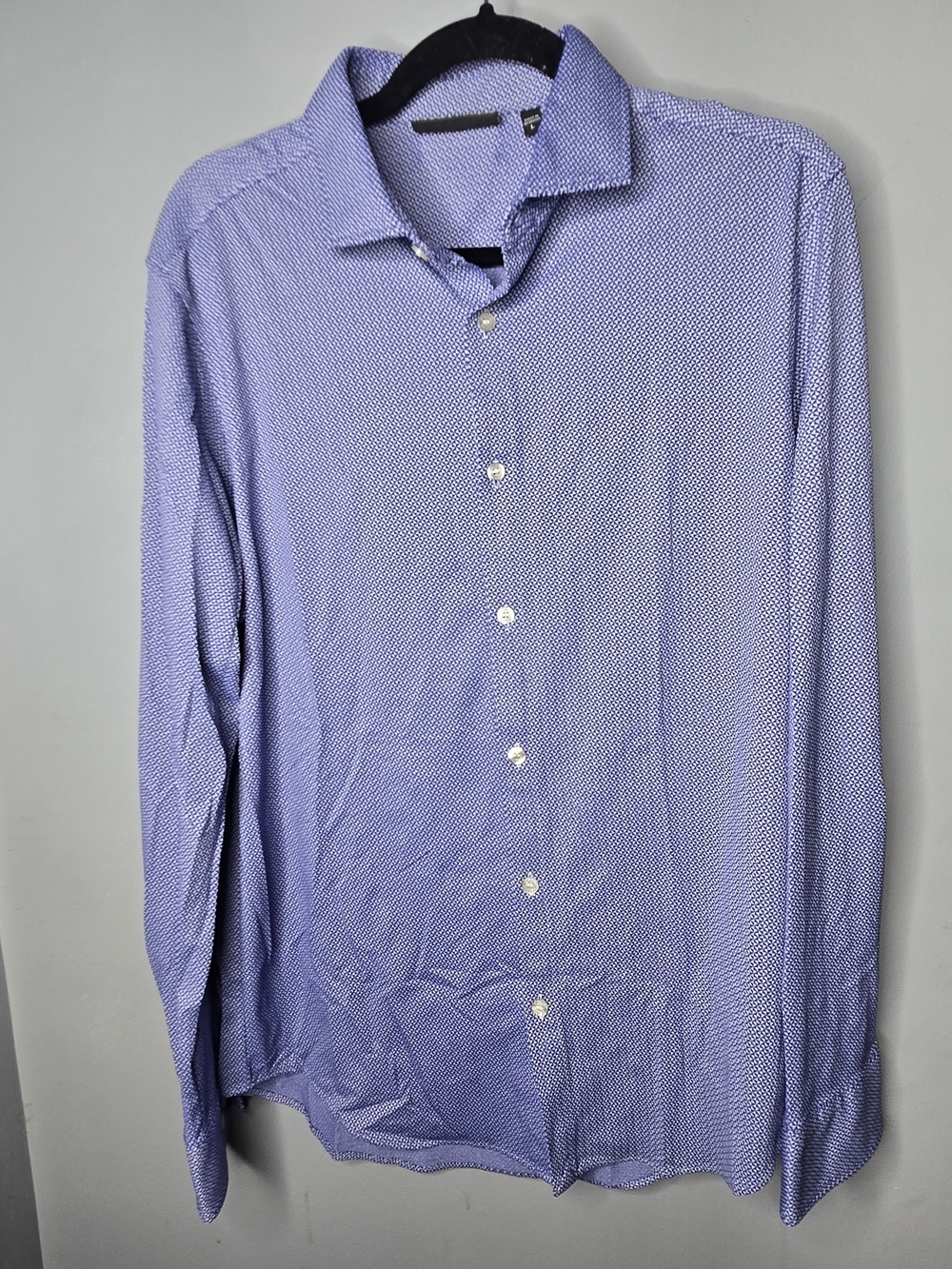Murano Slim Fit Performance Button Down Shirt L Blue Stretch Dress Shirt REPREVE